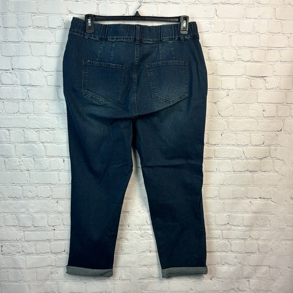 BloomChic Dark Wash Drawstring Roll Hem Pull On Jeans Plus Size 14 - Picture 6 of 6